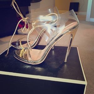 JESSICA RICH Clear Gold Goddess shoes
